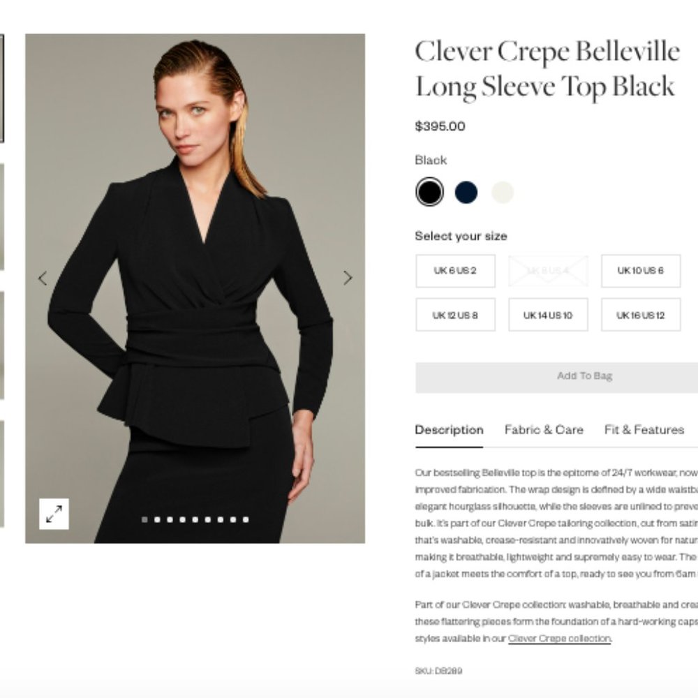 The Fold - Work Blouse - Black - Size US 10 - M/L